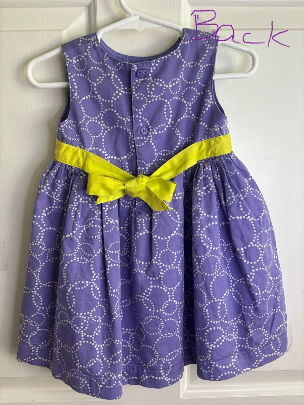 Carter's Purple Dress with White Dot Pattern and Yellow Waistband